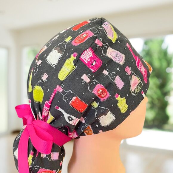 Liquid Magic~ Ponytail Scrub Cap~~Surgical Hat, OR, CNA, Cap, CRNA, Scrub Cap - Picture 2 of 5